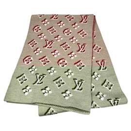 Louis Vuitton-Louis Vuitton Wool Stole in Beige and Red-Red,Beige