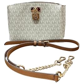 Michael Kors-Michael Kors MK Signature RUBY Crossbody Medium Bag-White,Beige