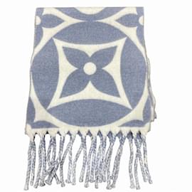 Louis Vuitton-Louis Vuitton Monogram Medallion Stole-White,Blue