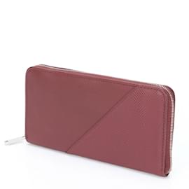 Bottega Veneta-Bottega Veneta Marco Polo Leather Long Wallet-Dark red
