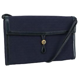 GUCCI Micro GG Canvas Schultertasche Navy Auth ac3454 Marineblau