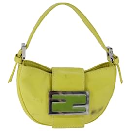 Fendi-FENDI Mini Croissant Hand Bag Leather Yellow Auth 104272-Yellow