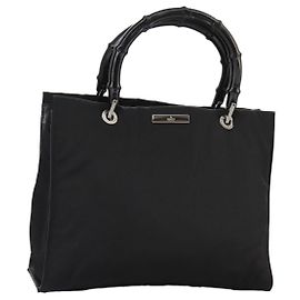 Sac à main en nylon noir GUCCI Bamboo 002 1016 Auth ep7046 Noir