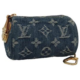 LOUIS VUITTON Monogram Denim Trousse Speedy Pouch Blue M95082 LV Auth 107104 Blue