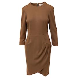 Yves Saint Laurent-Yves Saint Laurent Variation Wool Dress-Brown