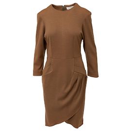 Robe en laine Variation Yves Saint Laurent Marron