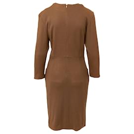 Yves Saint Laurent-Yves Saint Laurent Variation Wool Dress-Brown