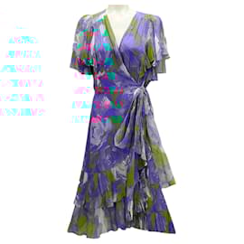 Prabal Gurung-Prabal Gurung Blue / Pink / Green Flutter Sleeved Silk Midi Dress-Multiple colors