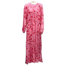Cynthia Rowley Pink / Red Cherry Blossom Print Belize Seidenmaxikleid Pink