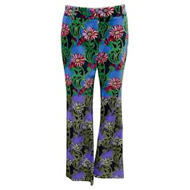 Autre Marque-La DoubleJ Blue Multi Floral Print Edition 30 Cotton Velvet 24/7 Pants-Multiple colors