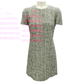 Alexander Mcqueen-Alexander McQueen Red / White / Black 2016 Short Sleeved Tweed Mini Dress-Red