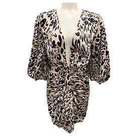 Vestido Mini Leo com Decote Profundo Alexandre Vauthier Rosa