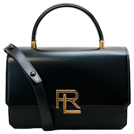 Ralph Lauren-Ralph Lauren Black RL 888 Box Calfskin Top Handle Bag-Black