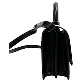Ralph Lauren-Ralph Lauren Black RL 888 Box Calfskin Top Handle Bag-Black