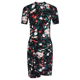Vestido negro con estampado floral drapeado de Paco Rabanne Negro