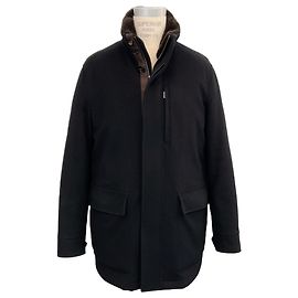 Ermenegildo Zegna Zegna Herrenmantel aus schwarzem Kaschmir Schwarz