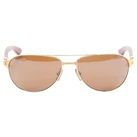 Gafas de sol Cartier Santos-Dumont de madera 61 16 130b Castaño