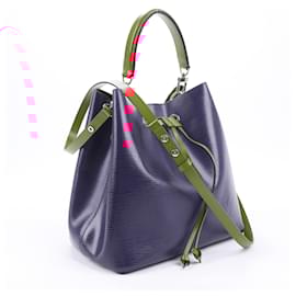 Louis Vuitton-Louis Vuitton Epi Leather Noe Shoulder Bag in Navy Blue x Red M54367-Blue