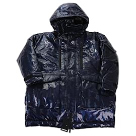 DSQUARED2 Glossy Navy Puffer Jacket, Size 48 Red
