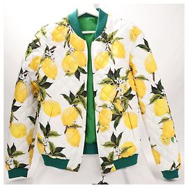 Grüne Bomberjacke von Dolce & Gabbana mit Zitronenprint, Größe 42 Andere