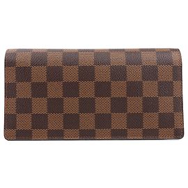 Portafoglio bi-fold Louis Vuitton Damier Ebene Brazza N60017 Marrone
