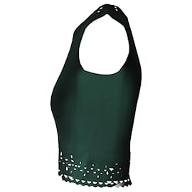 Sandro-Sandro Paris Cut Out Cropped Top in Green Viscose-Green