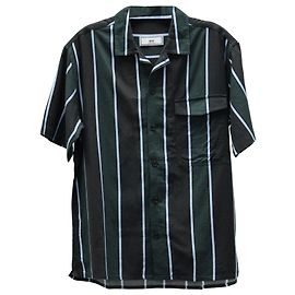Camicia a bottoni Ami Paris a righe in viscosa verde e nera Verde