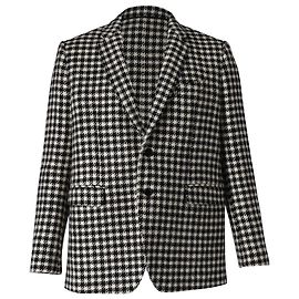Céline Celine Homme Houndstooth Blazer in Black Print Wool-Blend Black