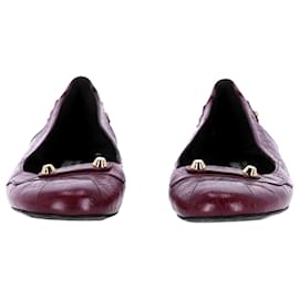 Balenciaga-Balenciaga Studded Ballet Flats in Burgundy Leather-Red,Dark red