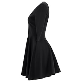 Diane Von Furstenberg- Diane Von Furstenberg Jeannie V-Neck Mini Flared Dress in Black Nylon-Black