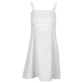 Theory- Theory Back Bow Detail Mini Sleeveless Dress in White Linen-White