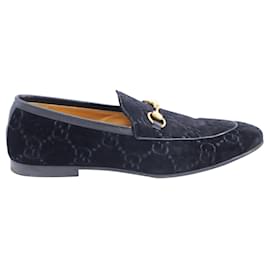 Gucci-Gucci GG Jordaan Horsebit Loafers in Black Velvet-Black