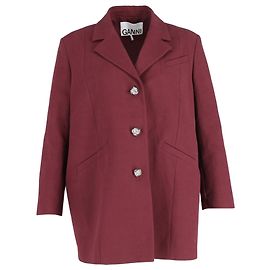 Blazer oversized em twill de algodão bordô com botões prateados Ganni Vermelho Bordeaux