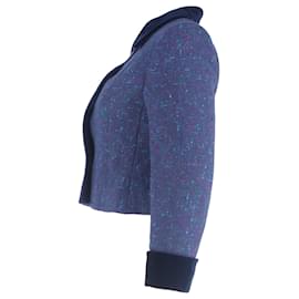 Givenchy- Givenchy Buttoned Tweed Cropped Jacket in Purple Wool-Purple