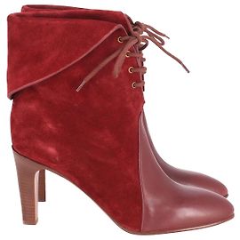 Chloé Stivaletti con lacci Chloe in suede bordeaux Rosso Bordò