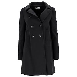 Doppelt gefütterter Mantel von Red Valentino Garavani aus schwarzer Wolle Schwarz