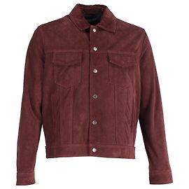 Giacca Trucker Ami Paris in Camoscio Bordeaux Rosso Bordò