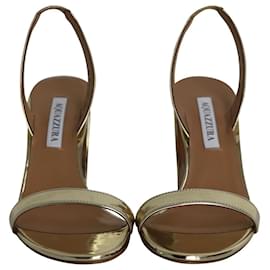 Aquazzura-Aquazzura So Nude 85 Block Sandals In Gold Leather-Golden,Metallic