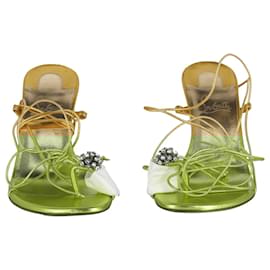 Christian Louboutin-Christian Louboutin Jus Un Fil 85 in Gold Lambskin Leather-Golden,Metallic