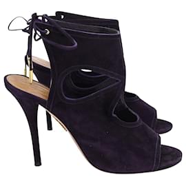 Aquazzura-Aquazzura Sexy Thing 105 Sandals in Purple Suede-Purple