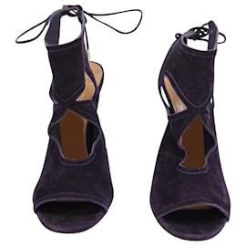 Aquazzura-Aquazzura Sexy Thing 105 Sandals in Purple Suede-Purple