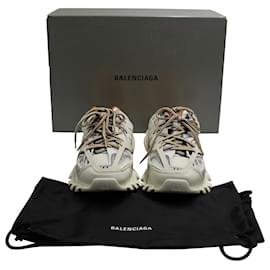 Balenciaga-Balenciaga Track Mule Sneakers in White & Orange Polyurethane-White