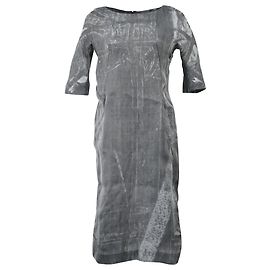 Marni Midi-Kurzarmkleid mit Bleich-Effekt aus grauem Polyester Grau