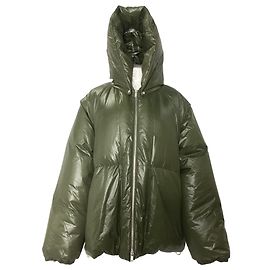 Jil Sander Zipped Hooded Down Jacket in Olive Polyamide Green Olive green
