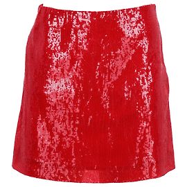 Alberta Ferretti Sequined Mini A-Line Skirt in Red Polyester Red