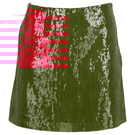 Alberta Ferretti- Alberta Ferretti Sequined Mini A-Line Skirt in Red Polyester-Red