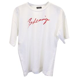 Balenciaga Cursive Script Graphic T-Shirt in White Cotton White