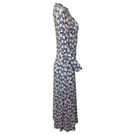 Autre Marque- Rixo Elise Floral Printed Midi Long Sleeve Dress in Multicolor Viscose-Multiple colors