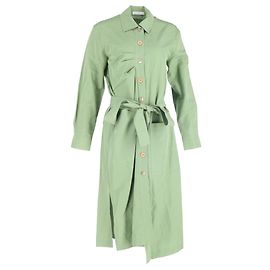 Vestido midi de camisa com cinto em algodão verde da Rejina Pyo Verde