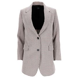 Blazer de lana multicolorido de un solo botón con estampado de pata de gallo Theory Multicolor